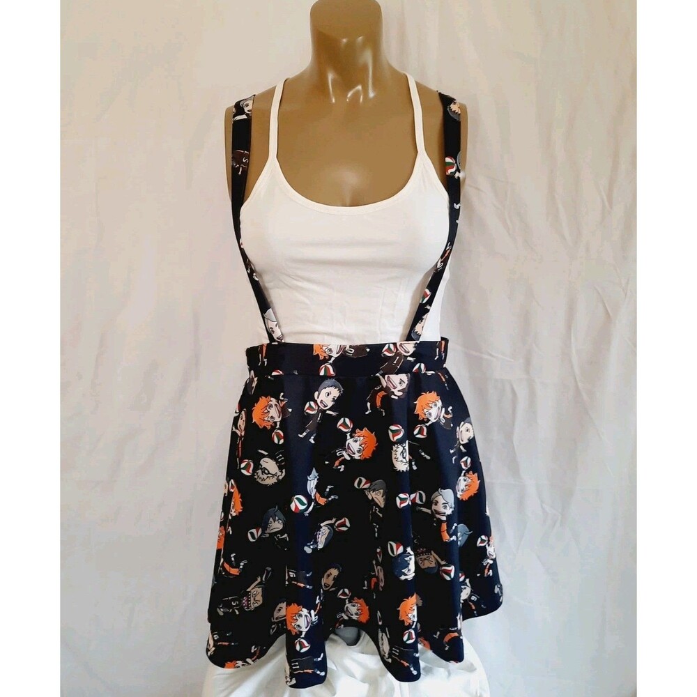 Hot Topic Haikyu Chibi Characters Suspender Skirt Large Express Medium Tank